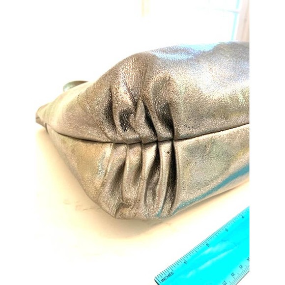 Coach Poppy Silver Pleated Metallic Leather Glam Tote Large - Picture 7 of 14